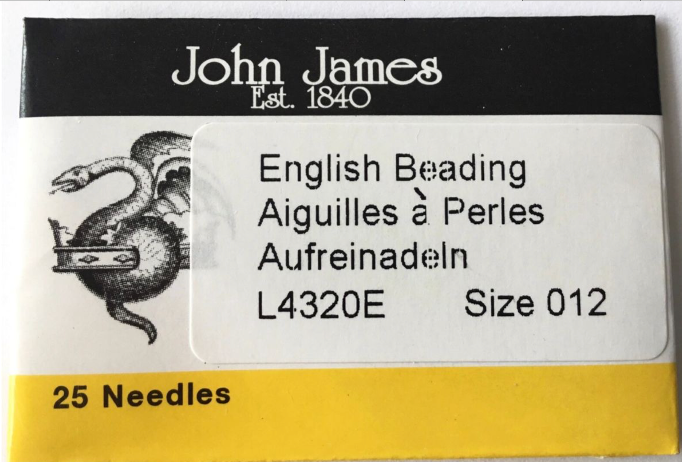 John James English Beading Needles Size 12